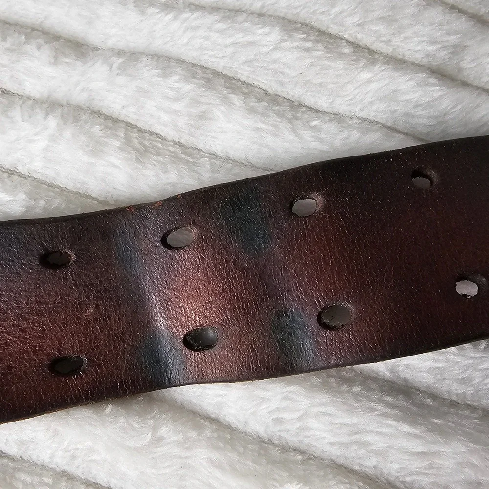 American Eagle Mens Double Prong Leather Belt 40 Brown Rugged Workwear